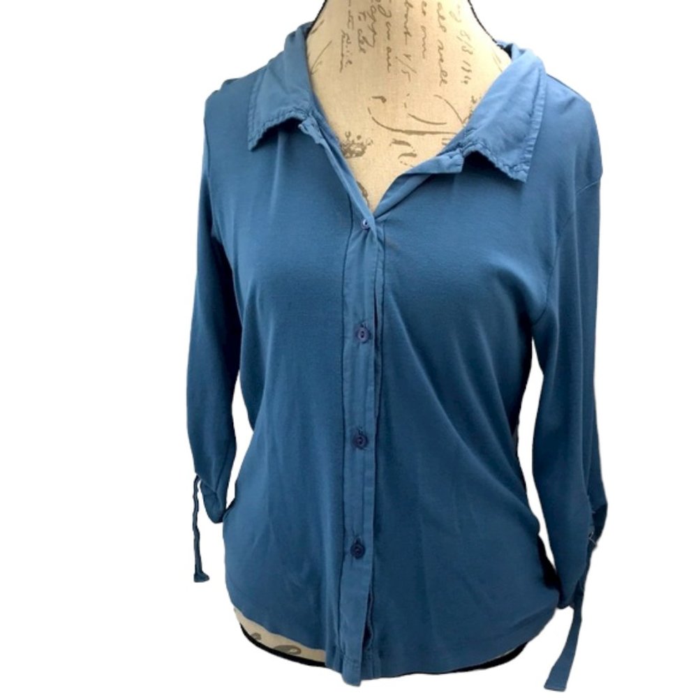 Verde Blue Cowgirl Button Down Top Size XL
